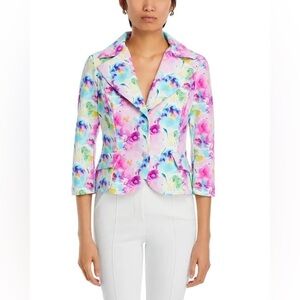 CHIARA BONI Kimimela Watercolor Floral Print 3/4 Sleeve Jacket Size 44/US8 NWT